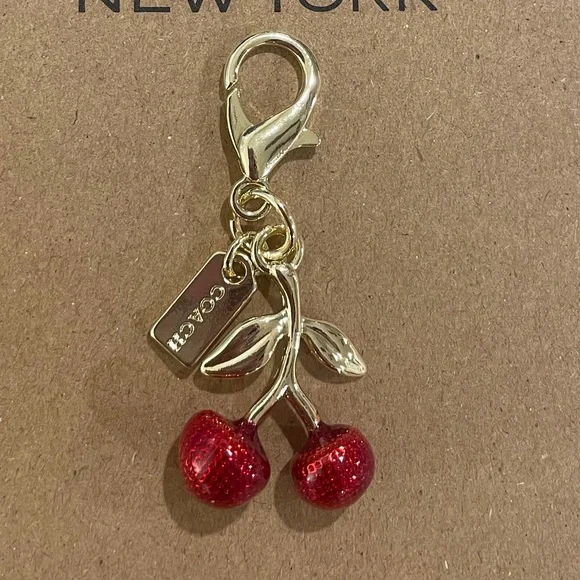 Coach Gold and Red Cherry Key Holder - Picture 1 of 4